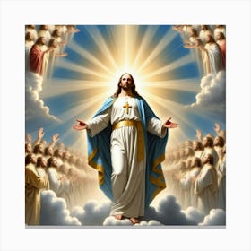 Jesus With Angels Canvas Print