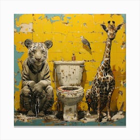 Tiger And Giraffe 1 Canvas Print