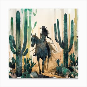 Collage Of Cowgirl Cactus Canvas Print