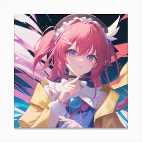 Anime Girl With Pink Hair 6 Canvas Print