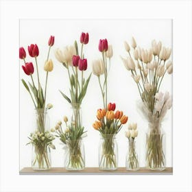 Tulips In Vases Canvas Print