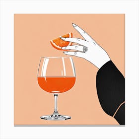 Hand Holding A Glass Of Aperol Canvas Print