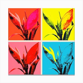 Andy Warhol Style Pop Art Flowers Heliconia 2 Square Canvas Print