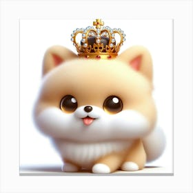 Cute Dog With A Crown Canvas Print