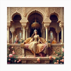Lady in castle Canvas Print