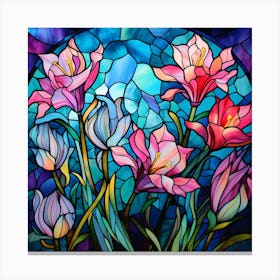 Stained Glass Tulips Canvas Print