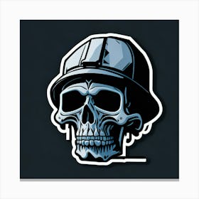 Skull Sticker With A Cap Silver (29) Canvas Print