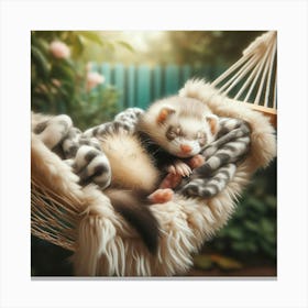 Ferret Sleeping In A Hammock 7 Canvas Print
