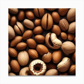 Almonds On A Black Background 17 Canvas Print