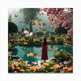 Girl In A Garden 11 Canvas Print