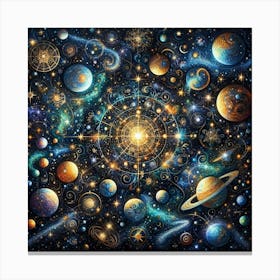 Planets And Stars Canvas Print