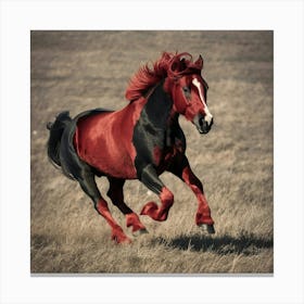 Caballo Al Trote Pelo Rojo Y Negro Canvas Print