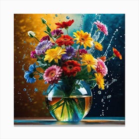 Water Splashing Flowers 5 Canvas Print