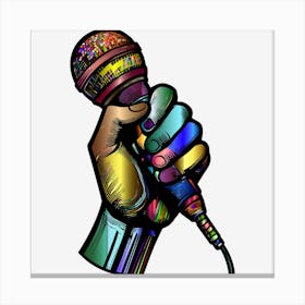 Hand Holding A Microphone Canvas Print