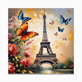 Paris Eiffel Tower Butterflies Canvas Print