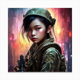 Asian Girl Soldier Canvas Print