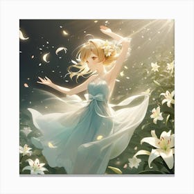 Anime Girl In A White Dress Canvas Print