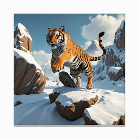 Tiger In The Snow 1 Canvas Print