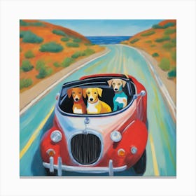 Dachshunds Dogs in Convertible Series. Style of David Hockney 2 Canvas Print