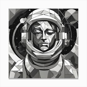 Contemplating Astronaut Monochrome Cubism Style Canvas Print