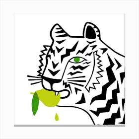 Big Cat Eating A Pear Square Canvas Print