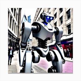 Robot On The Street 30 Canvas Print