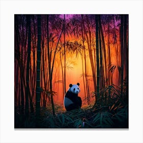 Firefly Twilight, Bamboo, Forest, Panda, Closeup, Glow, Purple, Peach, Mystery, Allure, Atmosphere, (8) Canvas Print