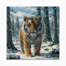 Tiger In The Snow 1 Canvas Print