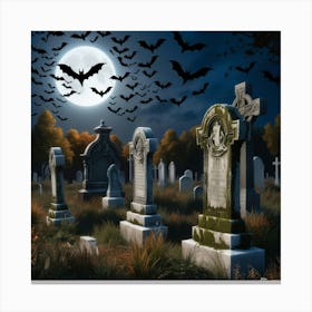 Graveyard At Night 1 Canvas Print