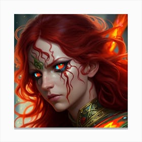 Warrior Girl With Red Hair Canvas Print