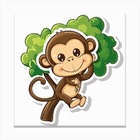 Monkey On Tree Canvas Print