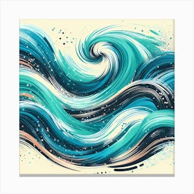 Abstract Watercolor Sea Wave Canvas Print