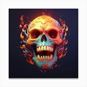 Skull With Flames 6 Canvas Print