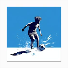 Boy Kicking Soccer Ball 2 Canvas Print