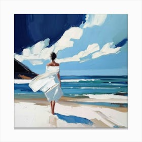 Woman Walking On The Beach Canvas Print