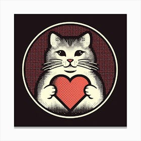 Cat Holding Heart 4 Canvas Print