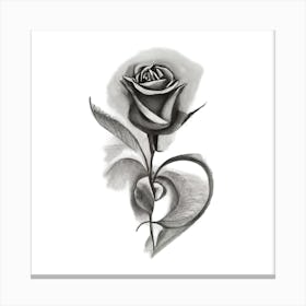 Black And White Rose Tattoo Canvas Print