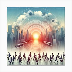 People Walking In The City Canvas Print