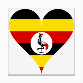 Heart Love Flag Uganda East Africa Heart Shaped Crane Grey Crowned Crane Canvas Print