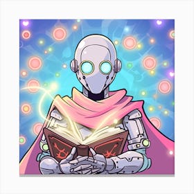 Robot Reading A Book Canvas Print