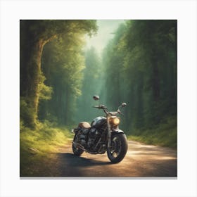 Motorcycle In The Woods Canvas Print