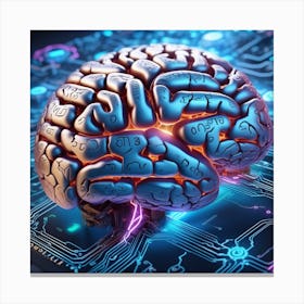 Brain On A Circuit Board 92 Canvas Print