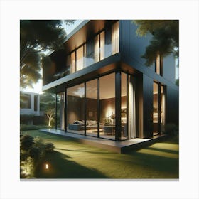 Modern House In The Garden Canvas Print