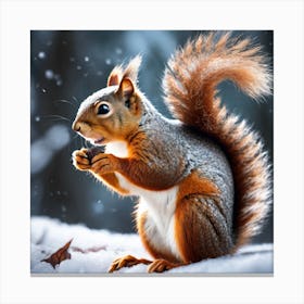 Squirrel In The Snow 4 Canvas Print