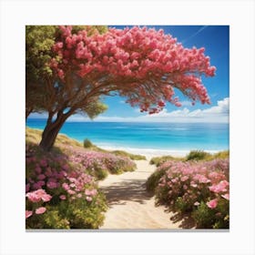 Pink Tree On The Beach 1 Canvas Print