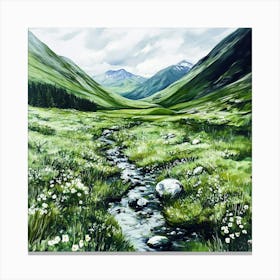 Stream In The Mountains Art Canvas Print