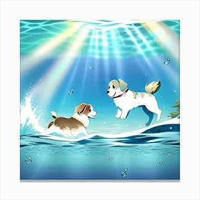 Two Dogs In The Water Canvas Print