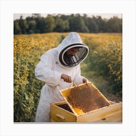 Beekeeper Inspecting Hive 4 Canvas Print