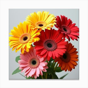 A Bouquet Of Bright, Cheerful Gerbera Daisies In Assorted Colors 6 Canvas Print