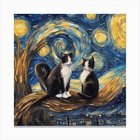 Starry Night Cats 6 Canvas Print